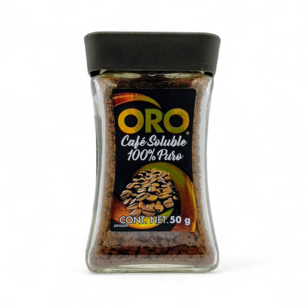 Cafe Oro Soluble. 100% Pure, 1.76 oz from Mexico. Instant coffee