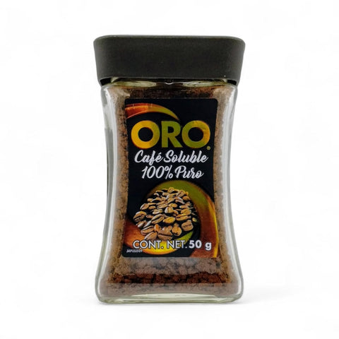 Cafe Oro Soluble. 100% Pure, 1.76 oz from Mexico. Instant coffee