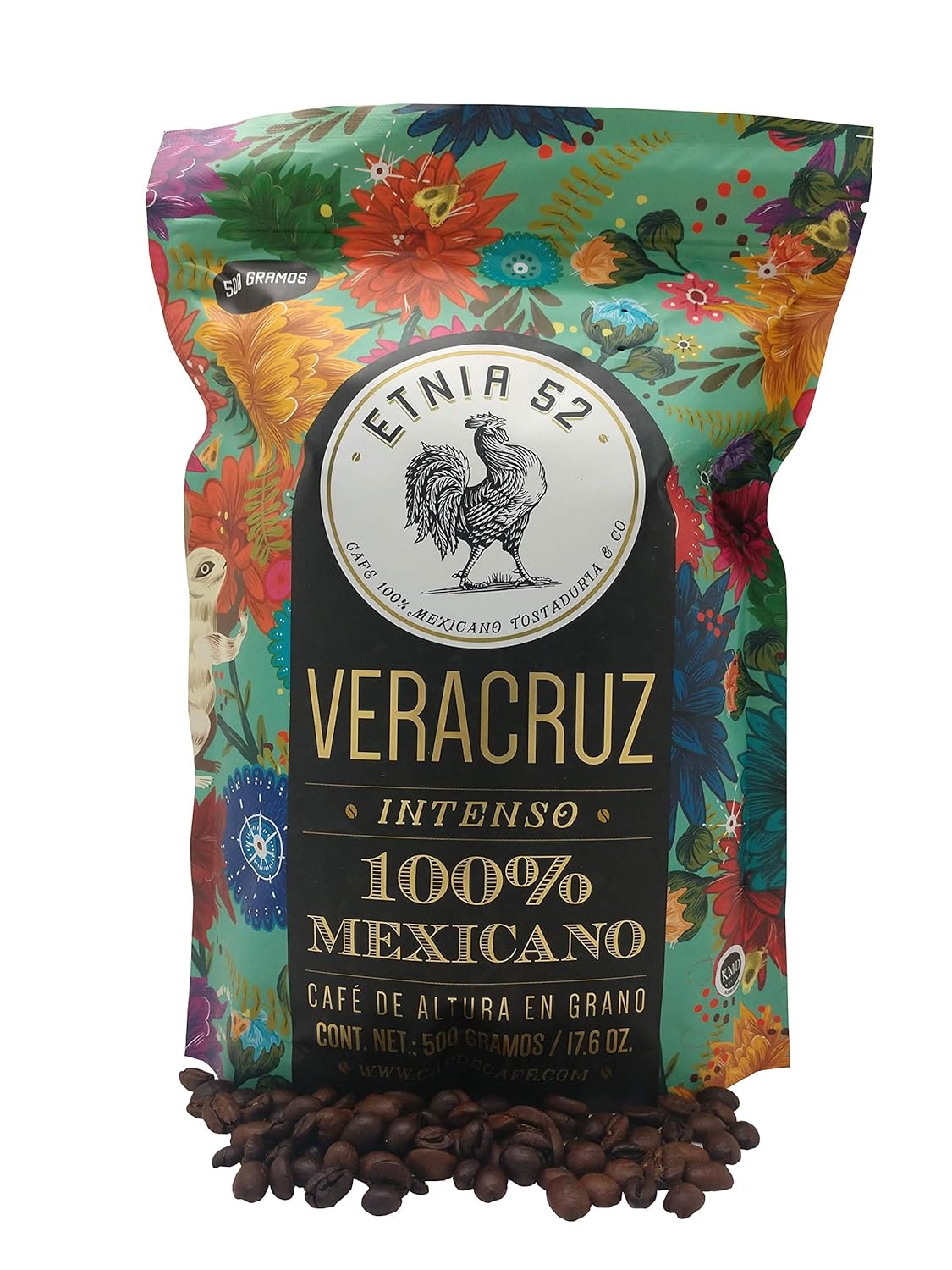 Etnia 52 - Veracruz (Intenso), Mexican Whole Bean Coffee, 1 lb. or 16 oz., Kosher Certified (KMD), Made in Mexico