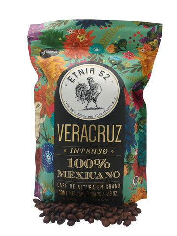 Etnia 52 - Veracruz (Intenso), Mexican Whole Bean Coffee, 1 lb. or 16 oz., Kosher Certified (KMD), Made in Mexico