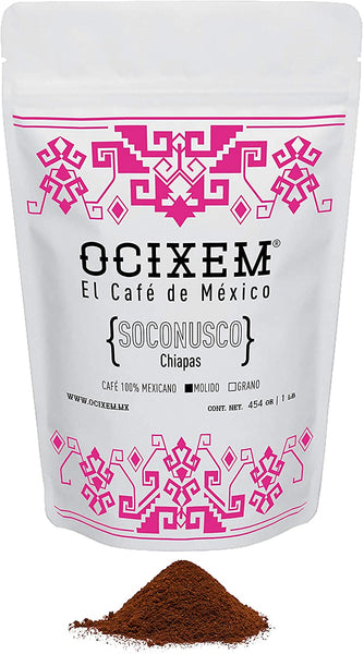 Ocixem Chiapas Coffee. Ground, artisan flavor. 16 ounce bag