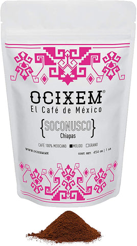 Ocixem Chiapas Coffee. Ground, artisan flavor. 16 ounce bag