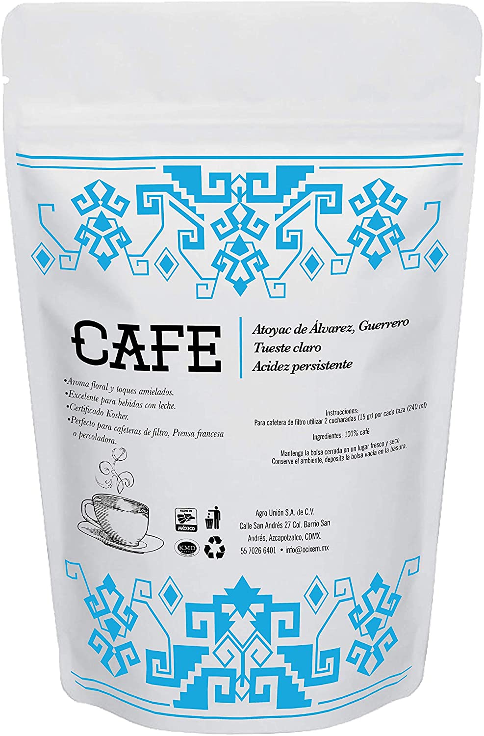 Ocixem Guerrero Coffee. Whole beam, artisan beam. 16 ounce bag