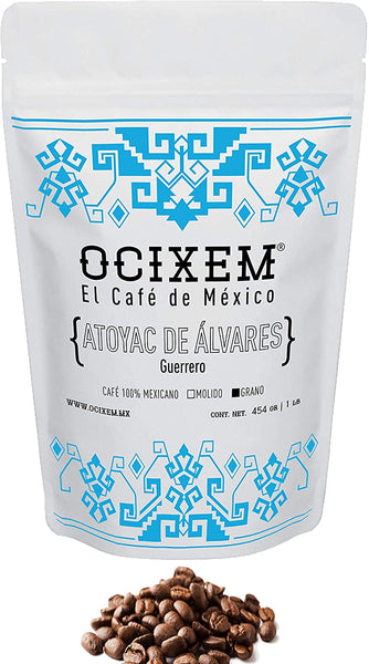 Ocixem Guerrero Coffee. Whole beam, artisan beam. 16 ounce bag