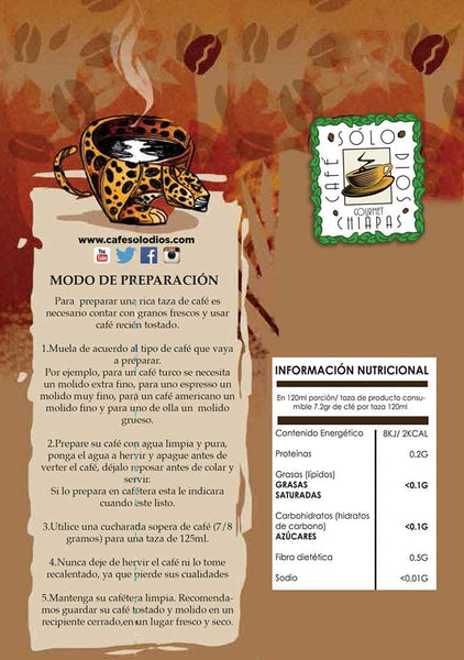 Solo Dios Coffee. Whole beam, artisan beam. 35 ounce bag