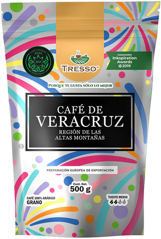 Tresso Veracruz Coffee. Whole Beam, artisan flavor. 17 ounce bag